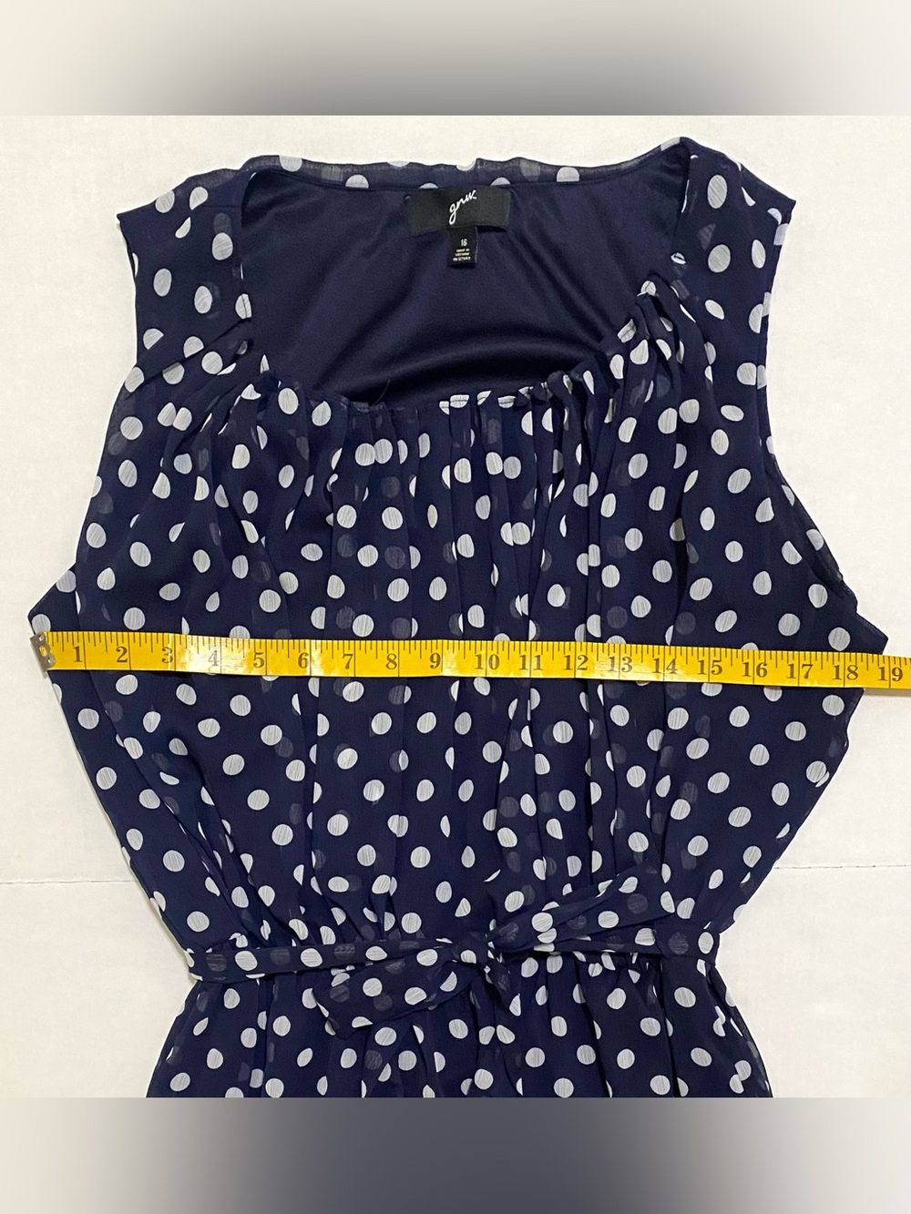 GNW Womens 16 Blue White Polka Dot Sleeveless Dress Summer Preppy Lightweight - Picture 11 of 16